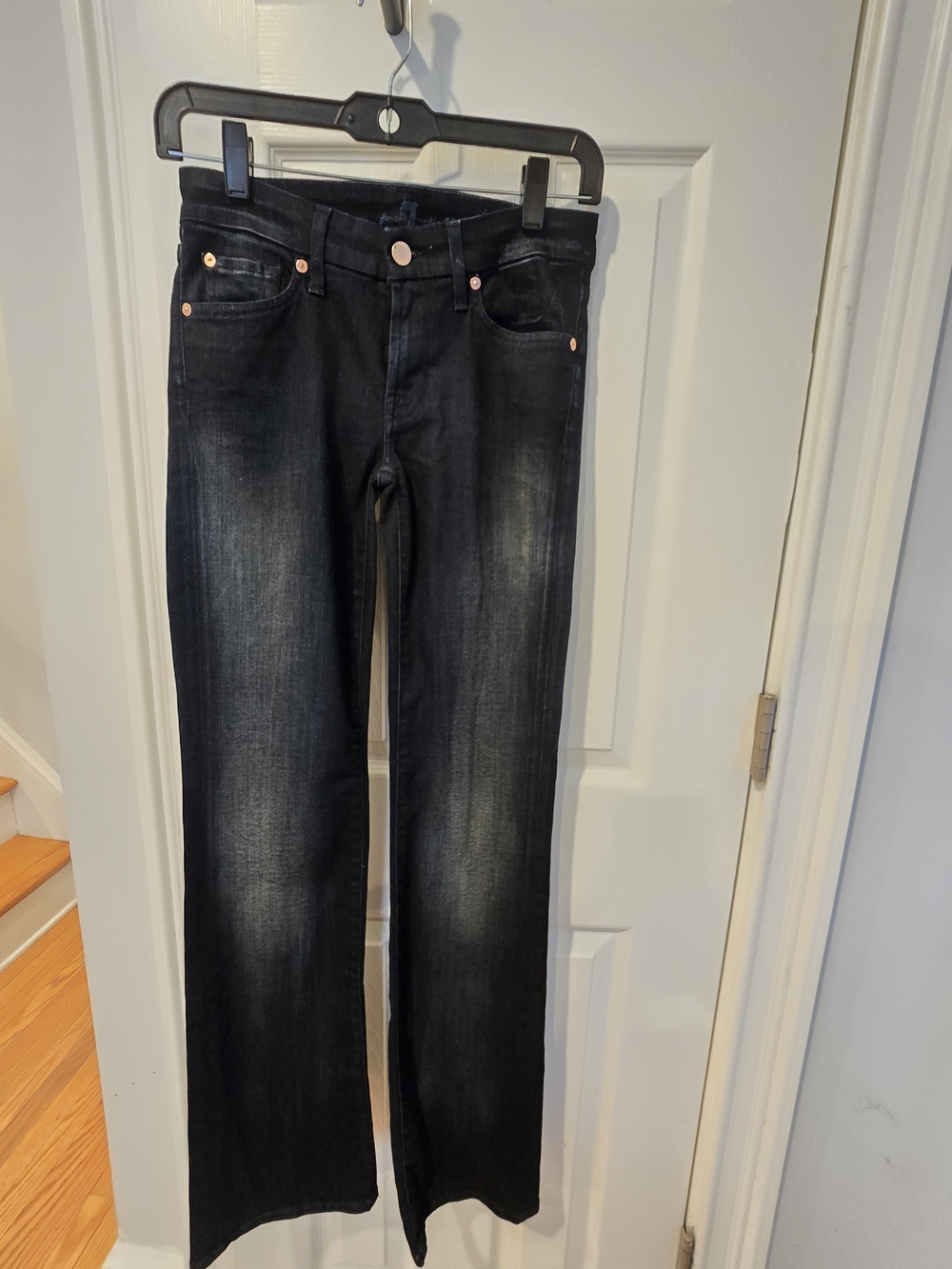 7 For All Mankind Studded Jeans Size 25 x 33 Dark Wash Stretch Denim Bootcut